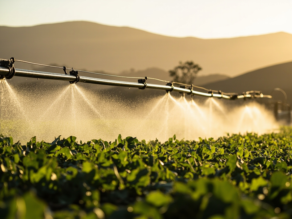 Farm irrigation infrastructure with water channels in a New Zealand agricultural setting
